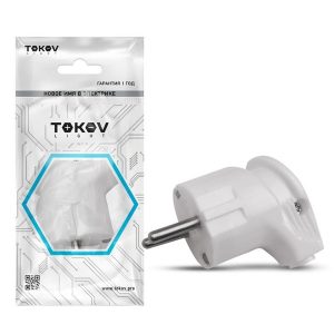 Вилка угловая с заземлением Tokov Electric TKL-PLUZ-C01 16А 250В белый