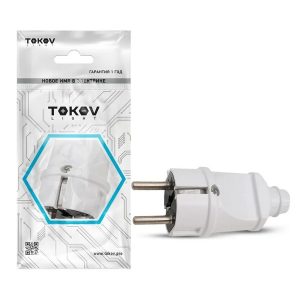 Вилка прямая с заземлением Tokov Electric TKL-PLZ-C01 16А 250В белый