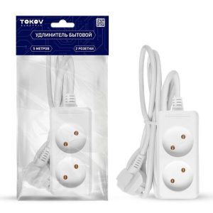 Удлинитель Tokov Electric 2х2P 10А без заземления 5м 2х0.75мм2 белый