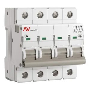 Выключатель автоматический EKF AVERES AV-6 6A (C) 4P трехфазный 6kA