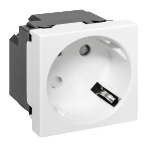 Розетка EKF C-Line 2P+E 45 градусов шторки быстрозажимные клеммы белая