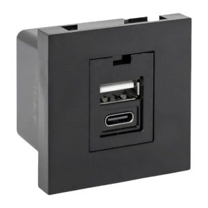 Розетка EKF C-Line USB тип А 2.1А 2 гнезда черная