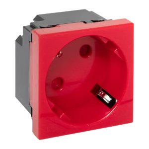 Розетка EKF C-Line 2P+E 45 градусов шторки быстрозажимные клеммы красная