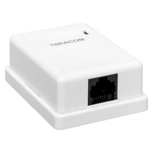 Розетка настенная на один разъем EKF TERACOM RJ45 cat.5E неэкранированная Dual IDC белая