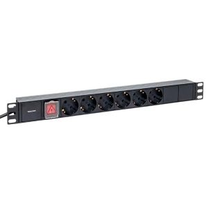 Блок розеток EKF PDU Teracom 19 1U 16А/250В 6 розеток EKF Schuko с выключателем шнур питания длиной
