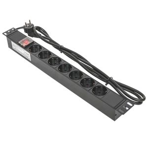 Блок розеток EKF PDU Teracom 19 1U 16А/250В 7 розеток EKF Schuko с выключателем шнур питания длиной