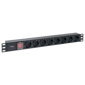 Блок розеток EKF PDU Teracom PRO 19 1U 10А/250В 8 розеток EKF Schuko выключатель без кабеля черный