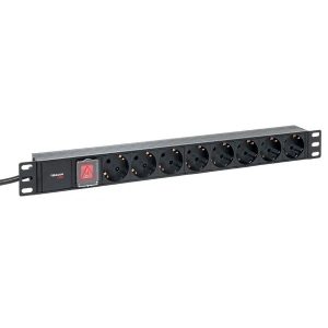 Блок розеток EKF PDU Teracom PRO 19 1U 16А/250В 8 розеток EKF Schuko выключатель кабель 2м вилка че