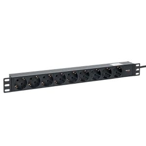 Блок розеток EKF PDU Teracom PRO 19 1U 10А/250В 9 розеток EKF Schuko кабель 2м вилка C14 черный