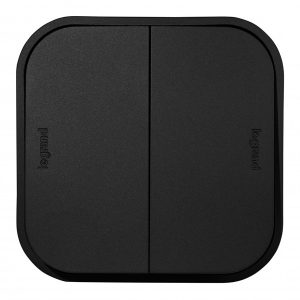 Накладной переключатель двухклавишный Legrand Quteo черный матовый