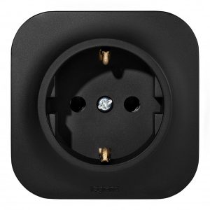 Накладная розетка Legrand Quteo с заземлением черный матовый
