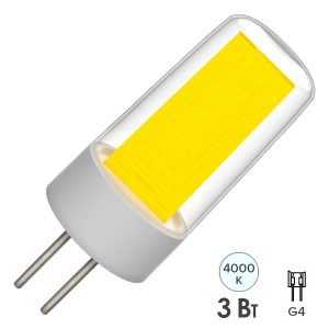 Лампа светодиодная ИЭК LED COB 3W 4000K 220V G4 керамика холодный свет