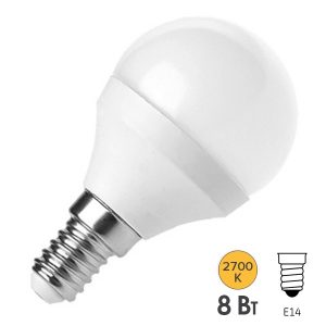 Лампа светодиодная шарик Foton FL-LED GL45 8W 2700K 220V E14 45х80 800Lm теплый свет