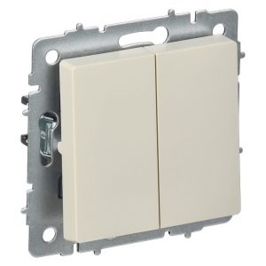 Переключатель перекрестный 2-клавишный ИЭК BRITE 10А бежевый (ВС10-2-3-БрКр)