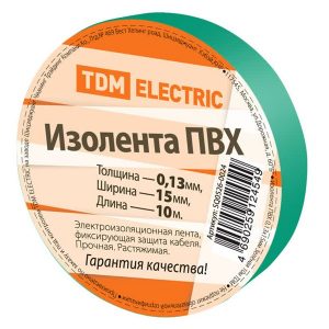 Изолента ПВХ TDM 0,13х15мм Зеленая 10 метров [упаковка 10шт]