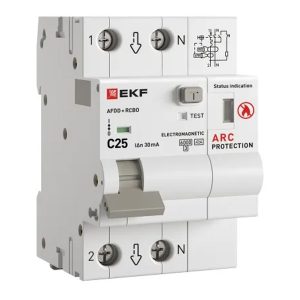 Устройство защиты от дугового пробоя с АВДТ EKF 1P+N С25А 30мА тип А 6кА