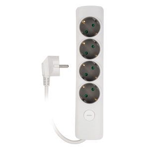 Удлинитель JazzWay ET-04-140W 4х2Р+Е 1,4м 3х1 мм2 16А с выключателем белый