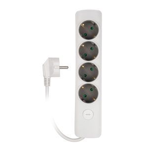 Удлинитель JazzWay ET-04-300W 4х2Р+Е 3м 3х1 мм2 16А с выключателем белый