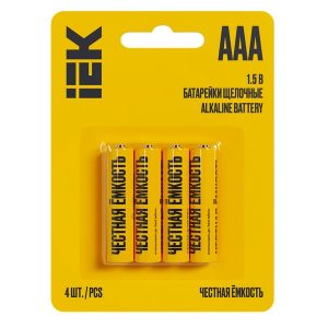 Батарейка ИЭК AAA LR03/AM 4 1250мАч 1,5V алкалиновая (мизинчиковая) (упаковка 4шт)