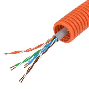 Кабель в гофре ПНД DKC 16мм оранжевая, витая пара 5EU/UTP нг(А)-HF (25м)