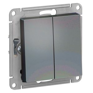 Двухклавишный переключатель SE AtlasDesign 10A быстрозажимные клеммы, грифель [уп 10 шт]