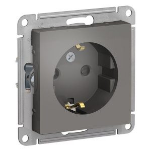 Розетка с заземлением со шторками SE AtlasDesign 16А быстрозажимные клеммы, сталь [уп 5 шт]