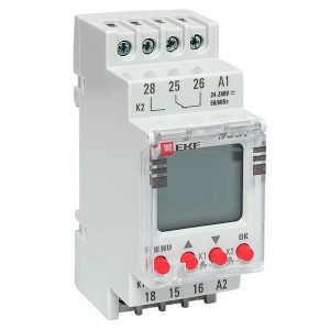 Таймер электронный двухканальный EKF ТЭ-80 2NO/NC 24-230B AC/DC