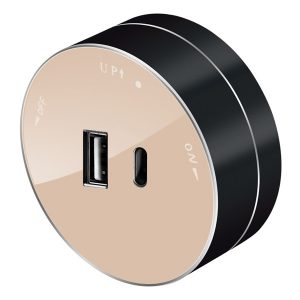 Розетка для зарядки SE MultiTrack 2хUSB (тип А+С) круглая 18Вт 5В 3А песочный