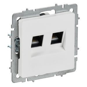 Розетка компьютерная двойная ИЭК BRITE RJ45 кат.6 арктический белый (РК11-2-БрАБ)
