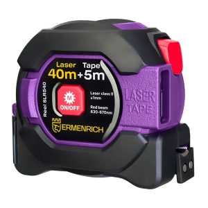 Рулетка с лазерным дальномером Ermenrich Reel SLR540, длина 5м, красный лазер до 40м, фиолетовый
