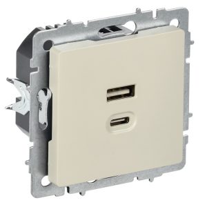 Зарядка высокоскоростная ИЭК BRITE USB A+C 45Вт бежевый (РЮ11-2-БрКр)