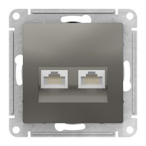 Розетка двойная компьютерная SE AtlasDesign RJ45+RJ45 кат 6A, сталь