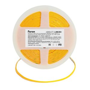Светодиодная COB лента Feron LS630 400SMD(2110) 7Вт/м 12V 3000K IP20 5000x3x1.8mm