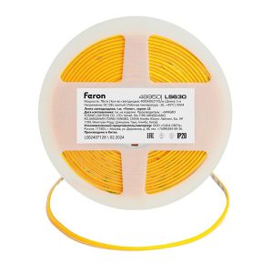 Светодиодная COB лента Feron LS630 400SMD(2110) 7Вт/м 12V желтый IP20 5000x3x1.8mm