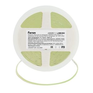 Светодиодная COB лента Feron LS630 400SMD(2110) 7Вт/м 12V зеленый IP20 5000x3x1.8mm