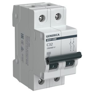 Автоматический выключатель Generica (ИЭК) ВА 47-29М 2Р 32А 4,5кА характеристика С (автомат электрический)
