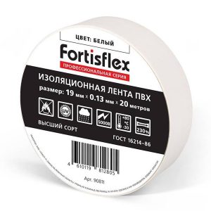 Изолента ПВХ Fortisflex 19x0.13мм 20м белая