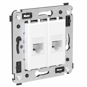 Компьютерная розетка RJ-45 без шторки в стену, кат.6 двойная, Avanti, Белое облако