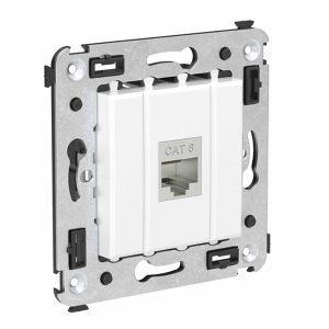 Компьютерная розетка RJ-45 без шторки в стену, кат.6 одинарная экранированная, Avanti, Белое обла