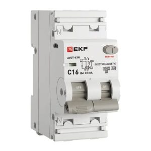 Дифавтомат EKF PROxima АВДТ-63N 1P+N C16А 30мА тип А однофазный электромеханический 6кА (дифференциальный автомат, АВДТ)