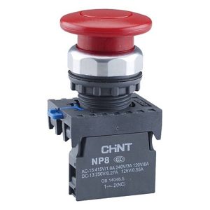 Кнопка управления Chint Грибок d40мм с самовозвратом NP8-01M/1 без подсветки красная 1НЗ IP65