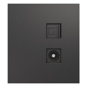 Розетка компьютерная Kranz Miele Strong RJ45 кат6 + TV с рамкой графит