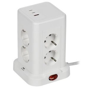 Удлинитель ИЭК DOMINIC У08K 8 мест 2P+PE 1,5м 3х1,0мм2 16А/250В USB A+C 20Вт белый