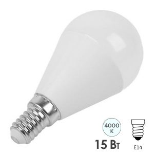 Лампа светодиодная шарик Feron LB-990 G45 15W 4000K 230V E14 холодный свет