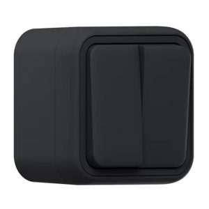 Переключатель двухклавишный накладной EKF Бронто 10А автозажим IP55 антрацит
