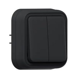 Переключатель двухклавишный встраиваемый EKF Бронто 10А автозажим IP55 антрацит