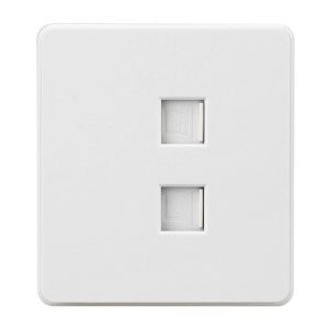 Розетка компьютерная двойная Kranz Miele Round RJ45+RJ45 кат 6 с рамкой перламутр