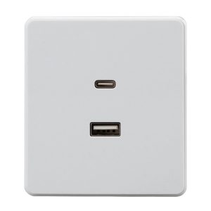Зарядка Kranz Miele Round USB A+С 3А с функцией быстрой зарядки с рамкой перламутр