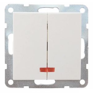 Выключатель 2-клавишный Экопласт, с индикаторами (схема 5L) 16 A, 250 B LK60, белый