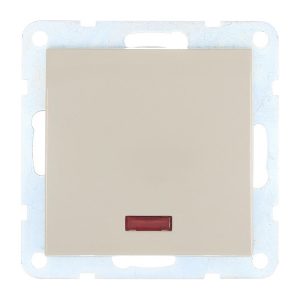 Выключатель 1-клавишный Экопласт, c индикатором (схема 1L) 16 A, 250 B LK60, бежевый